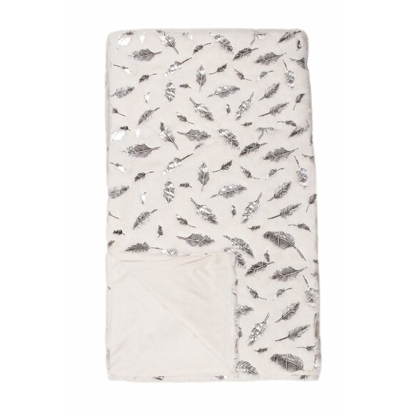 Luxe Home Decor Signature Faux Fur Throw | 1-Piece | Silver leaf on ivory - Picture 2 of 4